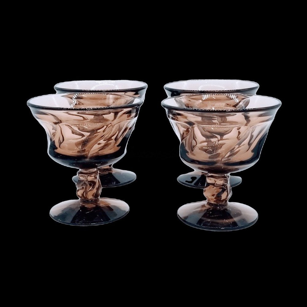 4PC - Brown Glasses Fostoria Jamestown Coupes